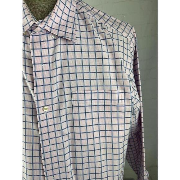 Tommy Bahama Mens 17/34-35 Button Up Dress Shirt Blue Pink Check Long Sleeve EUC - Picture 4 of 4